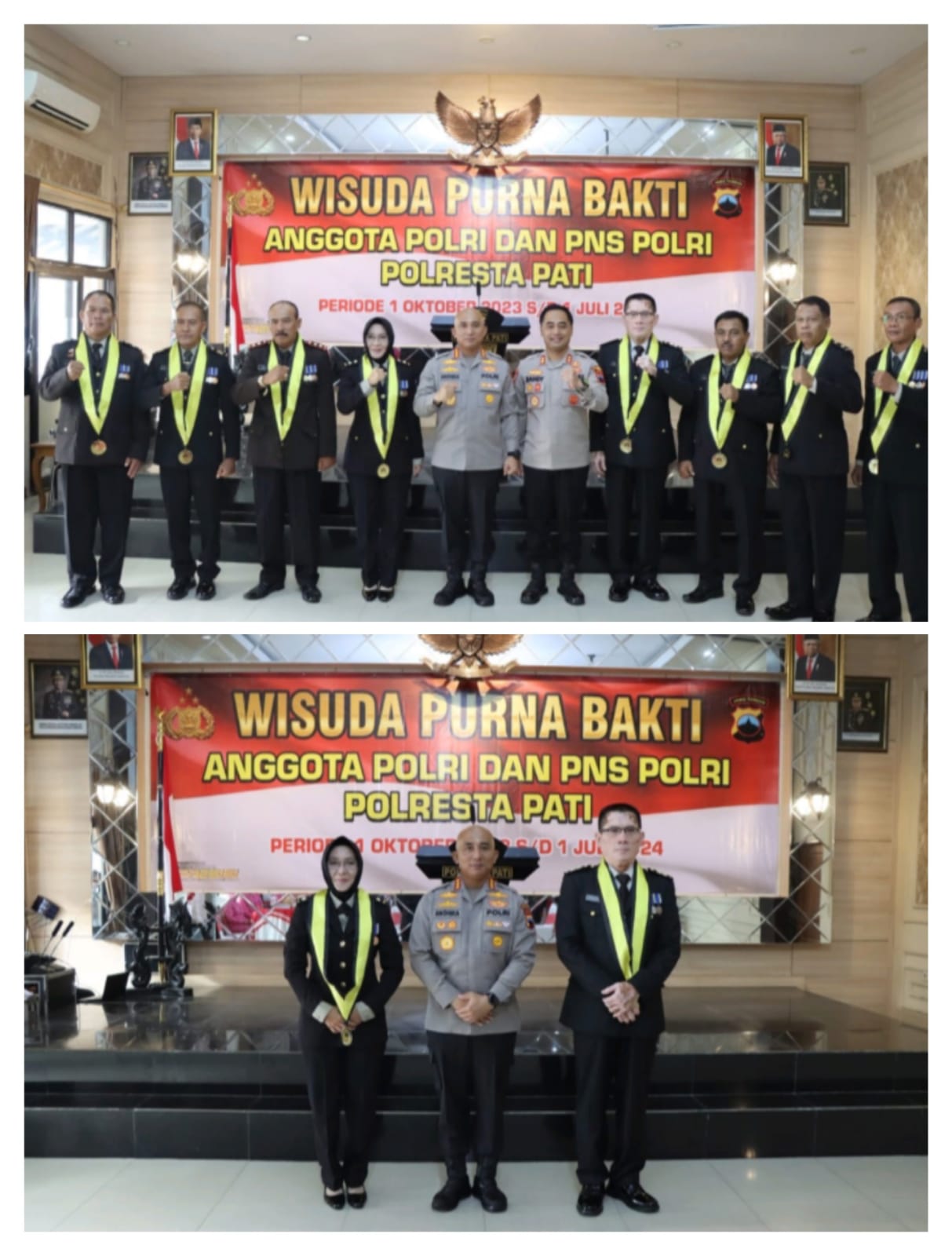 Polresta Pati Gelar Wisuda Purna Bhakti Periode 1 Oktober 2023 sampai 1 Juli 2024.