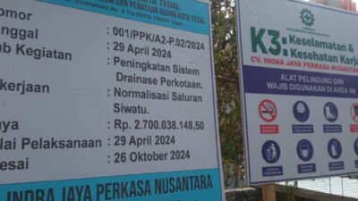 Pembangunan Pondasi Tepi Sungai Siwatu Tegal Sari Kota Tegal Ambruk, Diduga Kurang Memadai