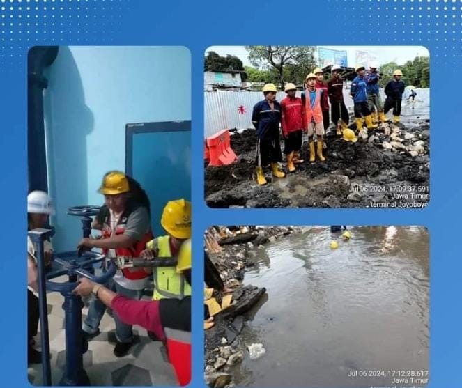 Kebocoran Pipa PDAM di Area Proyek Terminal Induk Joyoboyo di Duga Karena Kesalahan Proyek
