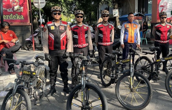 Cegah Kejahatan di CFD, Polres Grobogan Gelar Patroli Sepeda