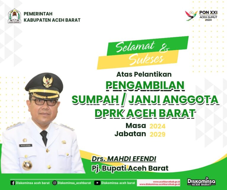 Pengambilan Sumpah Anggota DPRK Aceh Barat masa Jabatan 2024 - 2029