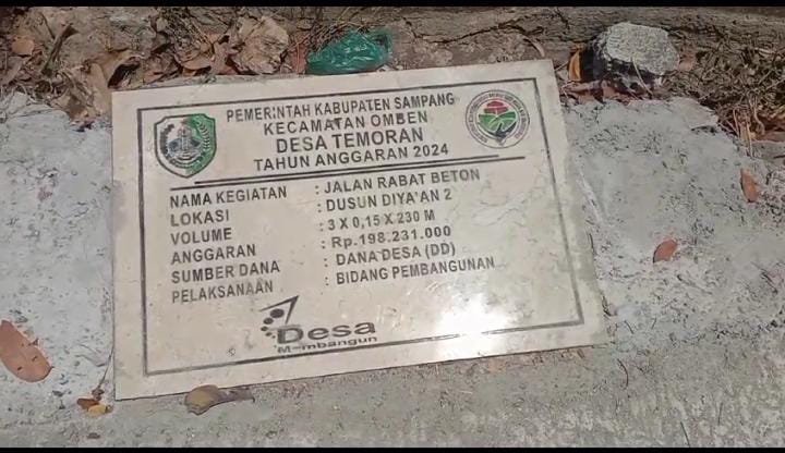 "Anggaran Dana Desa" Rusaknya Rabat Beton Desa Temoran, Begini Tanggapan Camat Omben