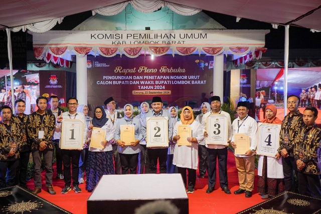 Pengundian Nomor Urut Paslon Bupati dan Wakil Bupati di Pilkada Lombok Barat 2024