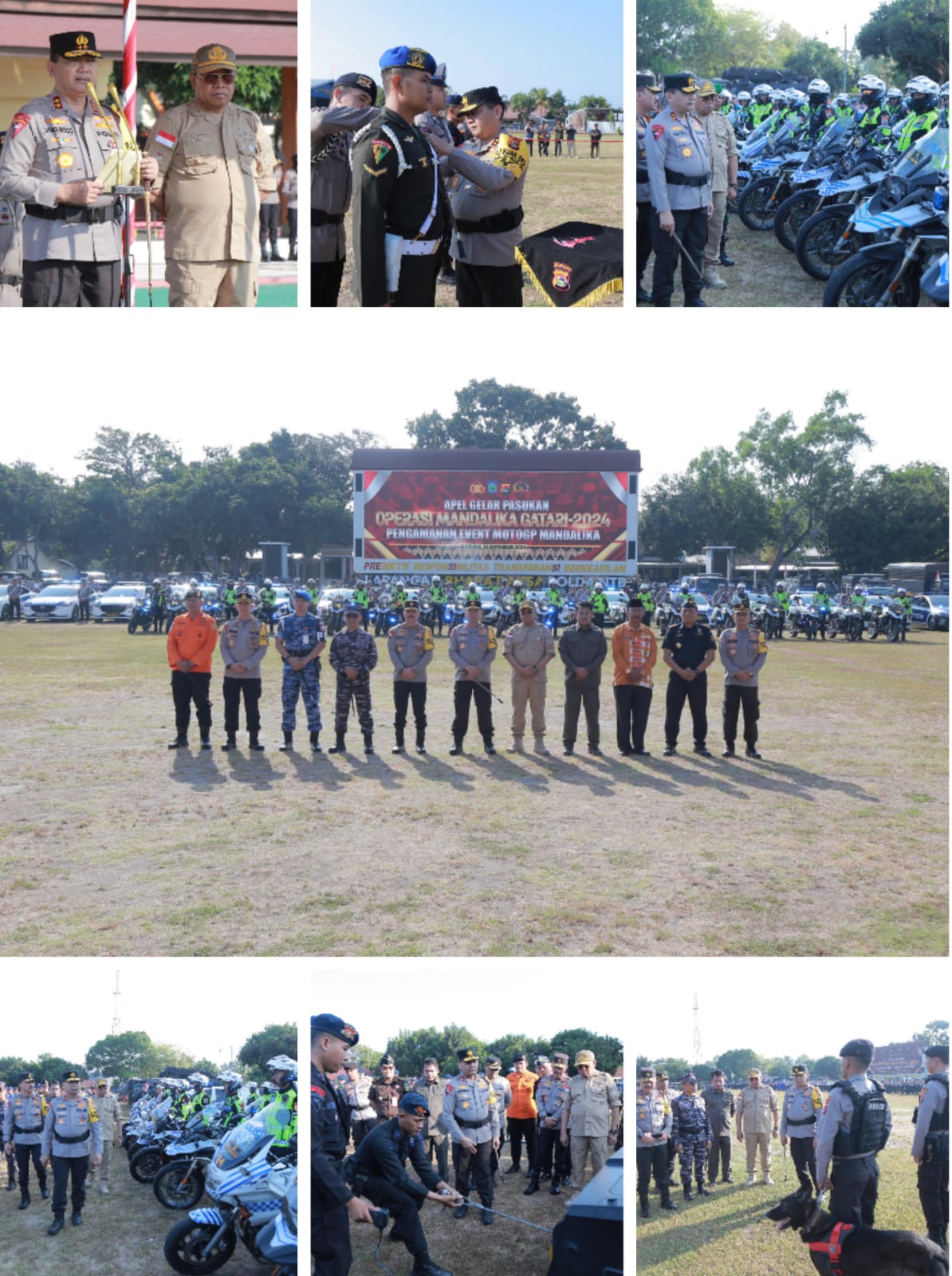 Apel Gelar Pasukan Operasi Mandalika Gatari 2024 Dalam Rangka Pengamanan Event MotoGP Mandalika Polda NTB Siapkan 2.736 Personil
