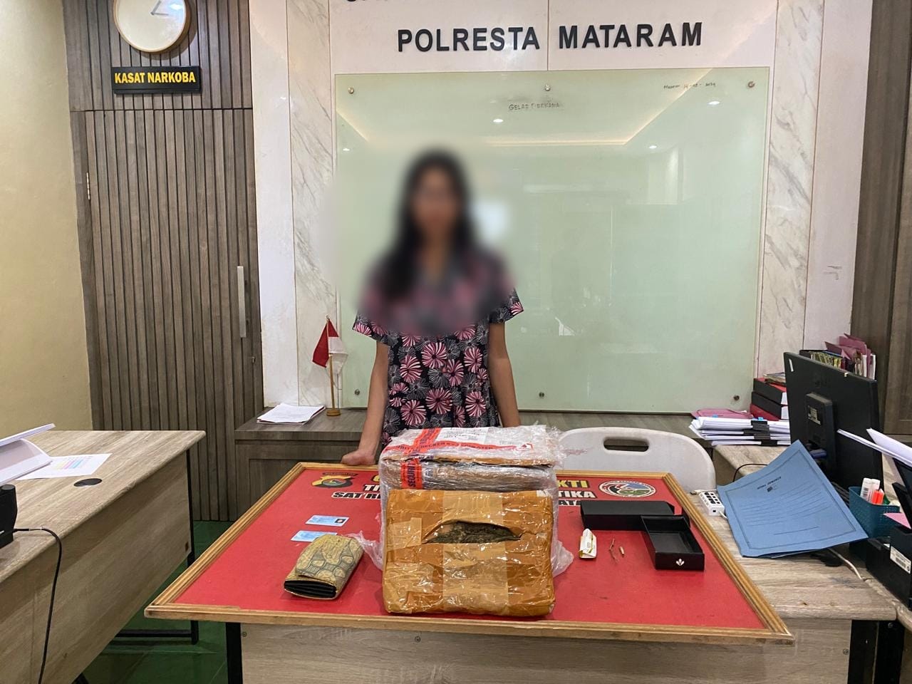 Satresnarkoba Polresta Mataram Berhasil Gagalkan Kiriman Ganja Dari Sumatra, Terduga Mahasiswi Diamankan Dengan BB 849,73 gr Disita