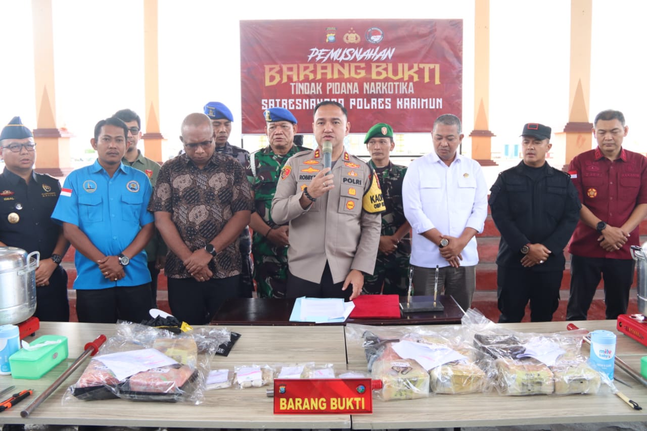 Polres Karimun Musnahkan Barang Bukti (BB) Narkotika Jenis Shabu Sebanyak 11.200,96 Gram Dan Pil Ekstasi 186 Butir