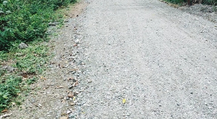 Diduga Dikerjakan Asal Jadi, Proyek Pengaspalan di Desa Pengasi Baru Kec. Bukit Kerman Berongga-rongga