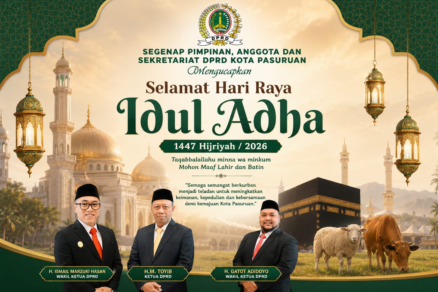 DPRD Kota Pasuruan Ucapkan Selamat Hari Raya Idul Adha 1447 Hijriyah