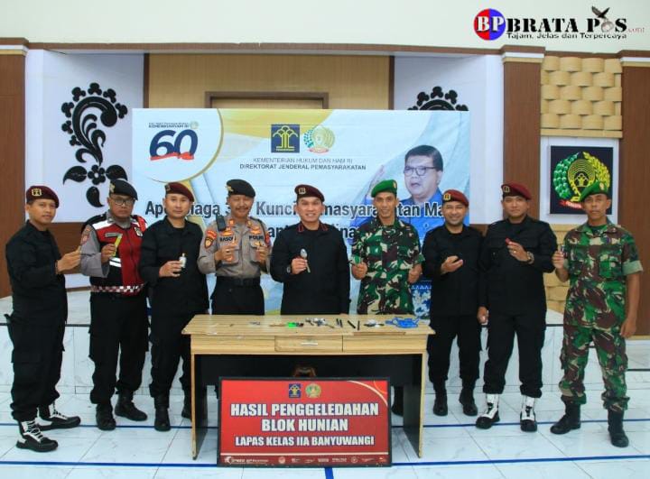 Gandeng TNI-Polri, Lapas Banyuwangi Gelar Apel Siaga dan Penggeledahan Kamar Hunian