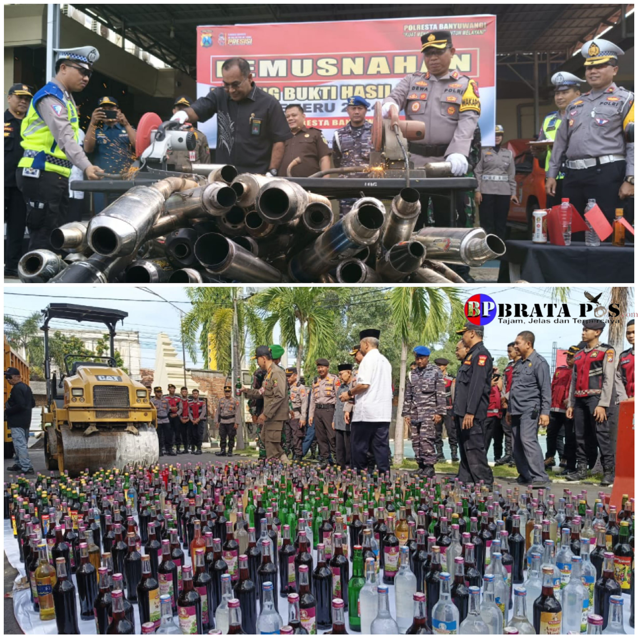 Hasil Operasi Pekat 2024, Polresta Banyuwangi Musnahkan Ribuan Botol Miras &amp; Ratusan Knalpot Brong