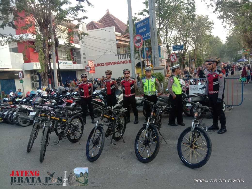 Bertepatan Dengan Acara Car Freeday, Sat Samapta Polres Grobogan Melaksanakan Patroli Rutin Dengan Sepeda