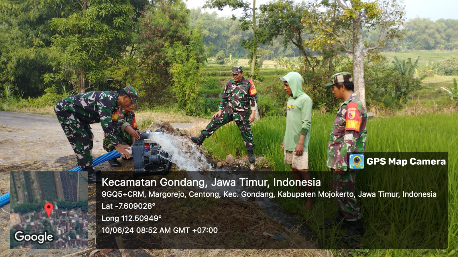 Pompa Air Brigade Alsintan Koramil 0815/18 Gondang Airi Persawahan