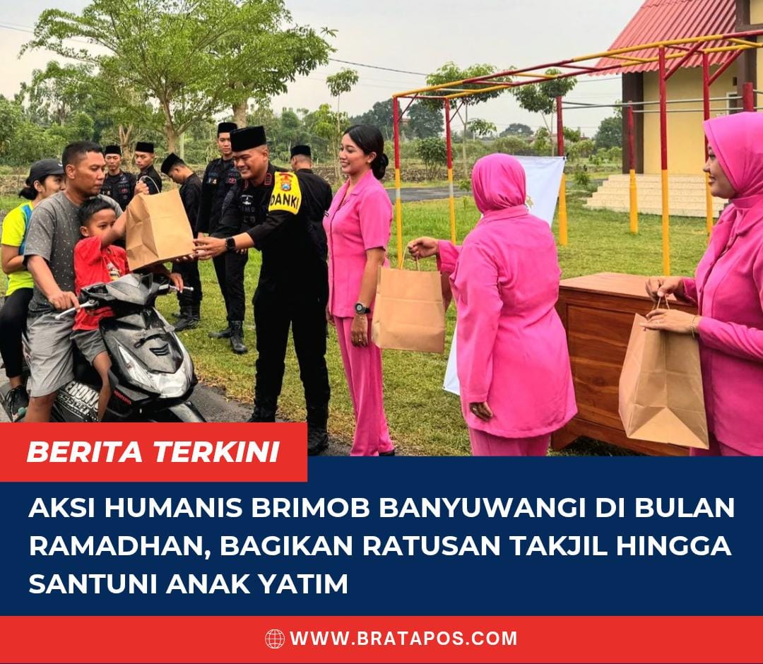 Aksi Humanis Brimob Banyuwangi di Bulan Ramadhan, Bagikan Ratusan Takjil hingga Santuni Anak Yatim