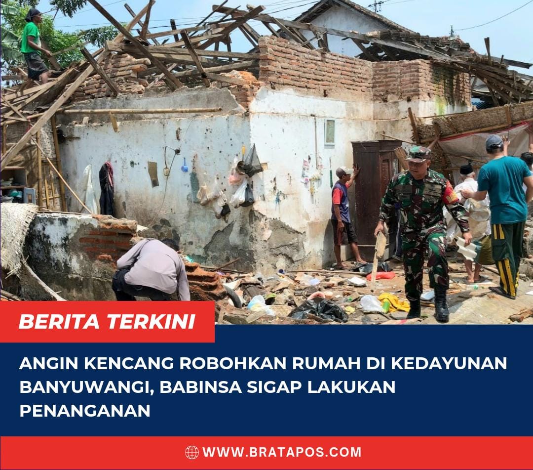 Angin Kencang Robohkan Rumah di Kedayunan Banyuwangi, Babinsa Sigap Lakukan Penanganan