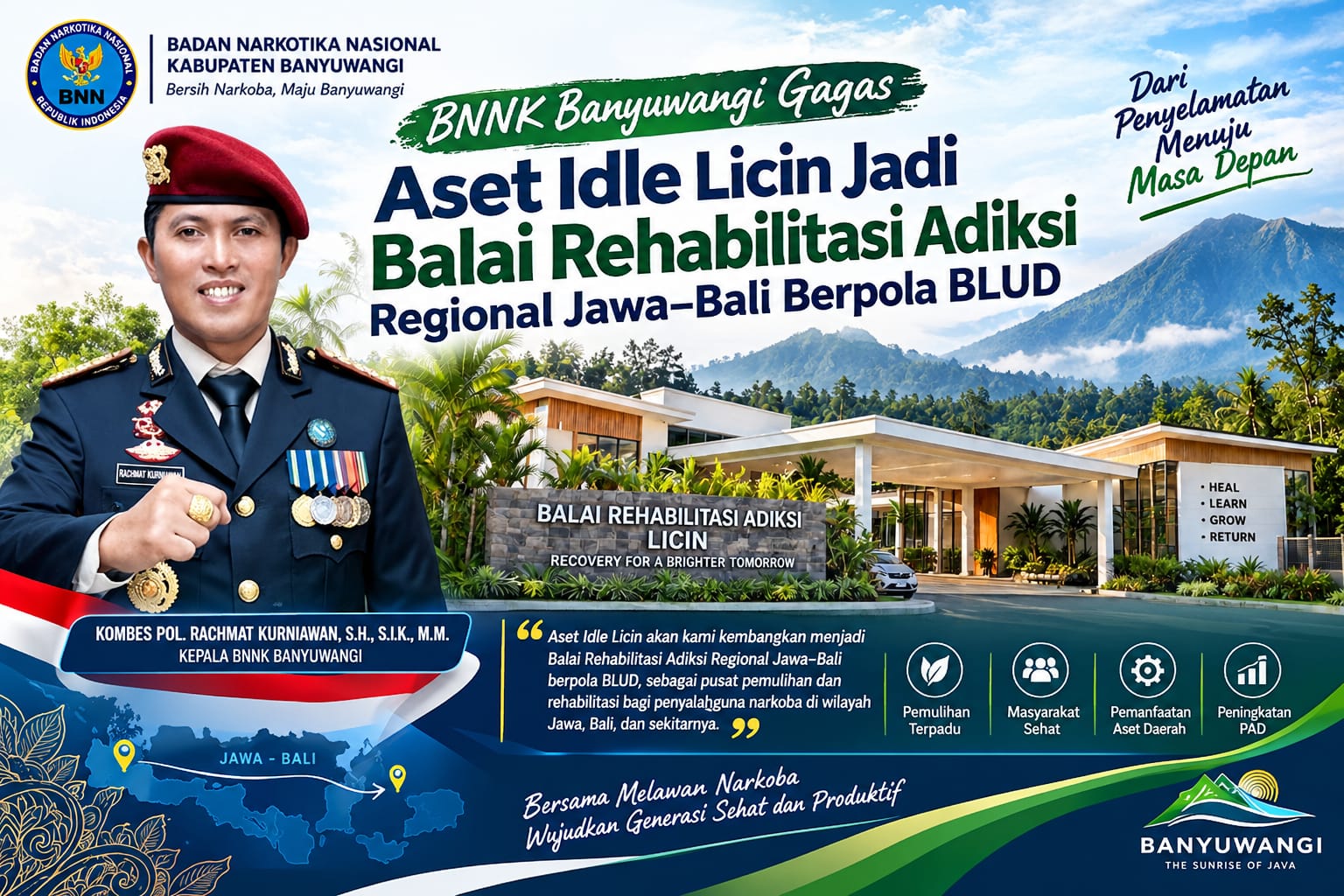 BNNK Banyuwangi Gagas Aset Idle Licin Jadi Balai Rehabilitasi Adiksi Regional Jawa–Bali Berpola BLUD