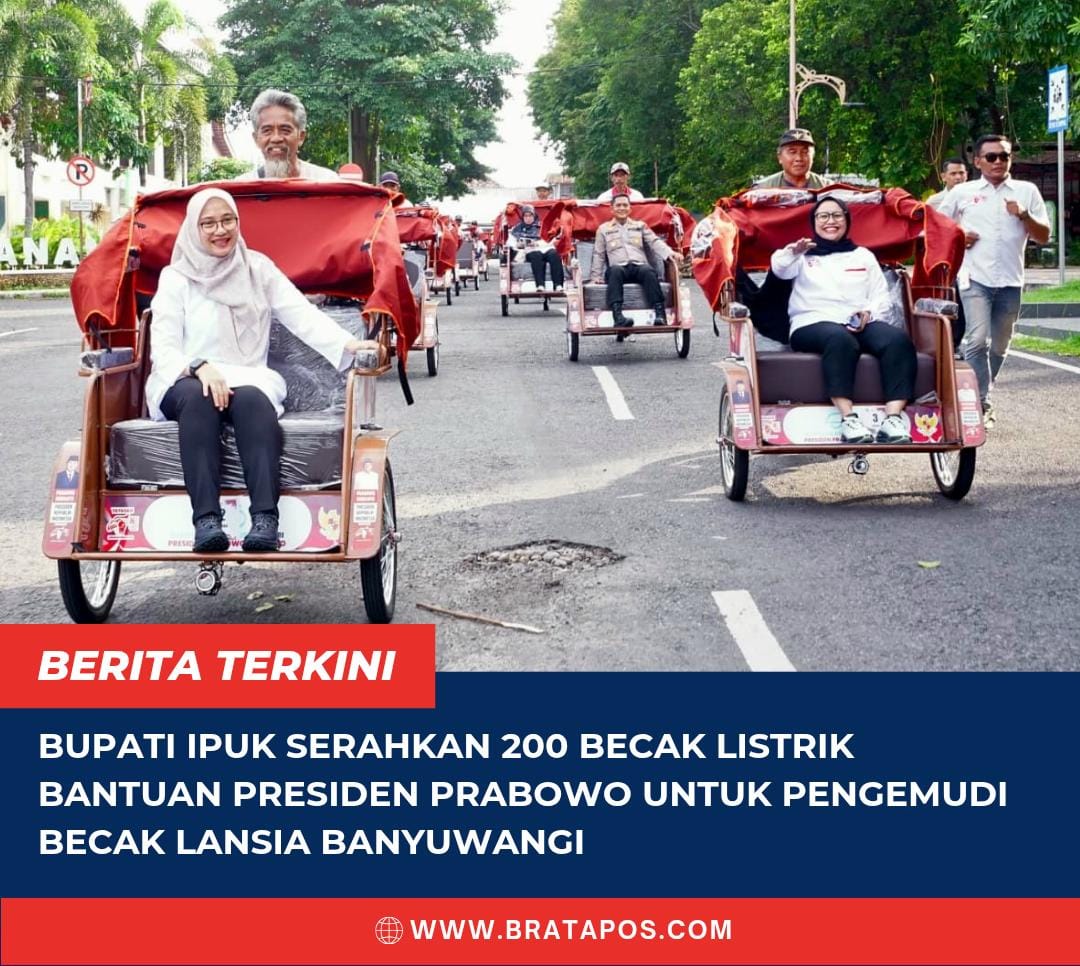 Bupati Ipuk Serahkan 200 Becak Listrik Bantuan Presiden Prabowo untuk Pengemudi Becak Lansia Banyuwangi