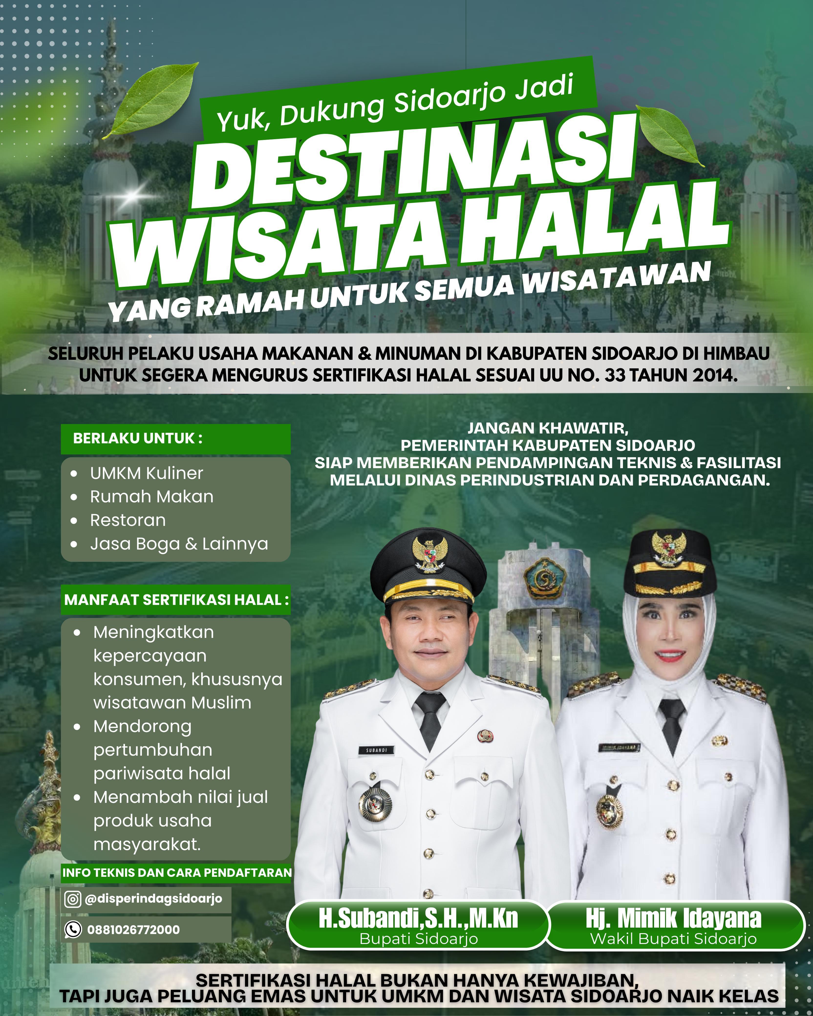 Bupati Subandi Terbitkan SE Sertifikasi Halal untuk Mendukung Destinasi Wisata Halal di Sidoarjo