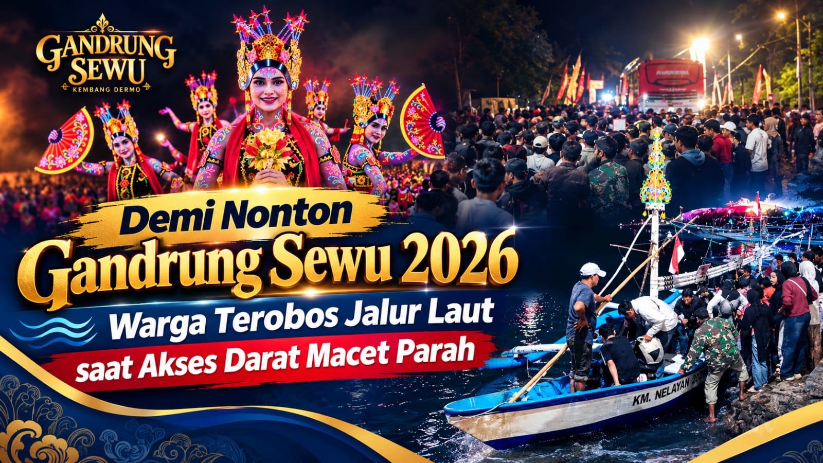 Demi Nonton Gandrung Sewu 2026, Warga Terobos Jalur Laut saat Akses Darat Macet Parah