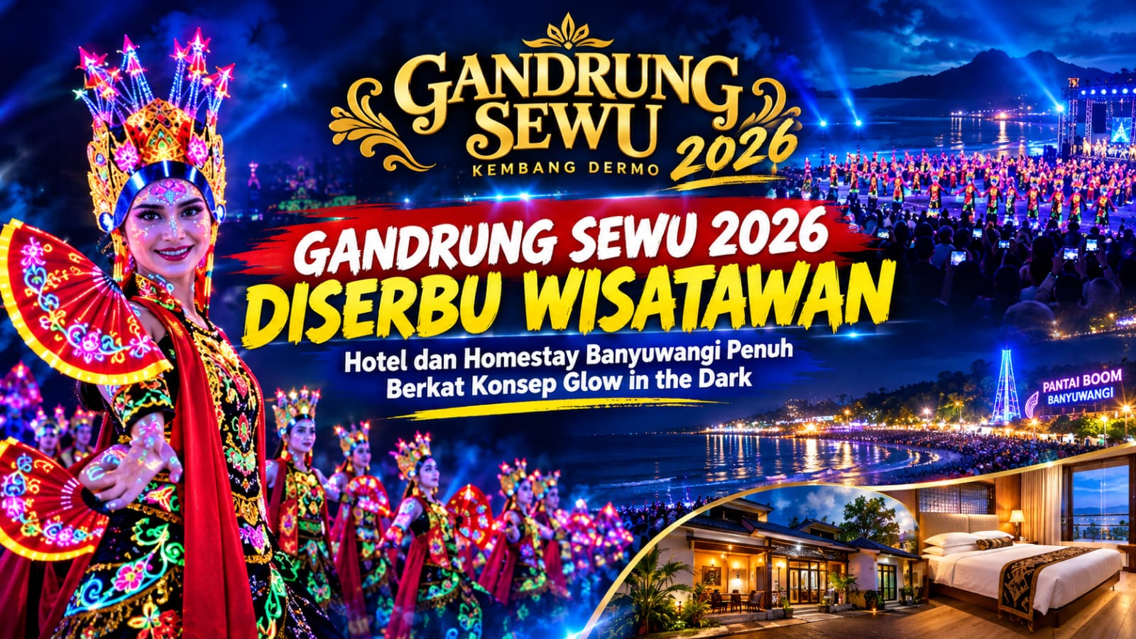 Gandrung Sewu 2026 Diserbu Wisatawan, Hotel dan Homestay Banyuwangi Penuh Berkat Konsep Glow in the Dark