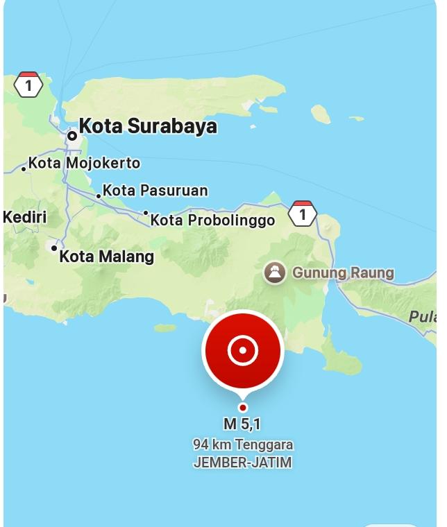 Gempa M4,8 Guncang Tenggara Jember, BMKG Pastikan Tidak Berpotensi Tsunami