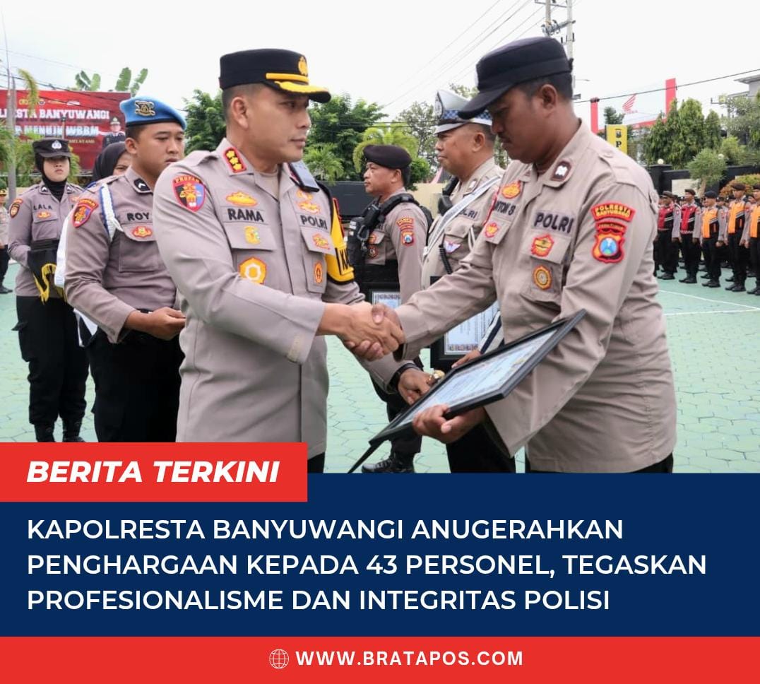 Kapolresta Banyuwangi Anugerahkan Penghargaan kepada 43 Personel, Tegaskan Profesionalisme dan Integritas Polisi