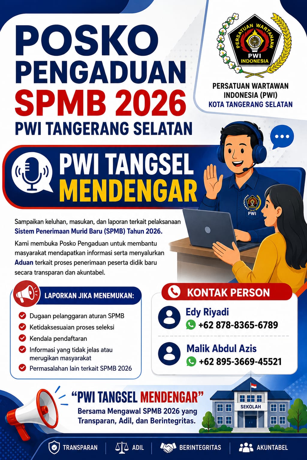 Kawal Hak Siswa, PWI Kota Tangsel Aktifkan Posko Pengaduan SPMB 2026