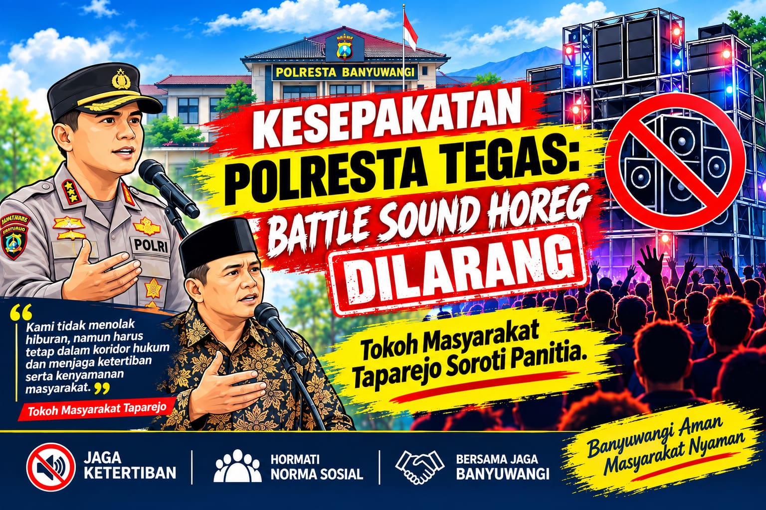 Kesepakatan Polresta Tegas: Battle Sound Horeg Dilarang, Tokoh Masyarakat Taparejo Soroti Panitia.!!