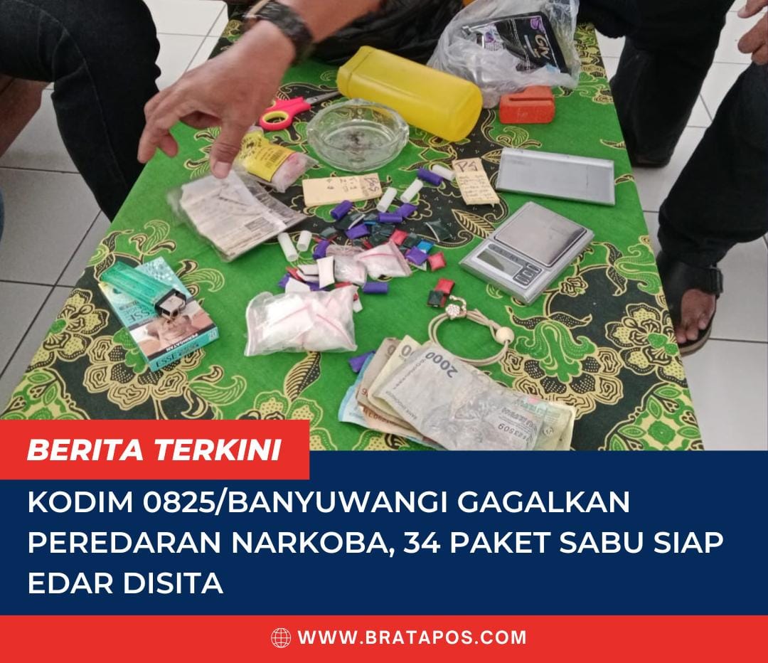 Kodim 0825/Banyuwangi Gagalkan Peredaran Narkoba, 34 Paket Sabu Siap Edar Disita