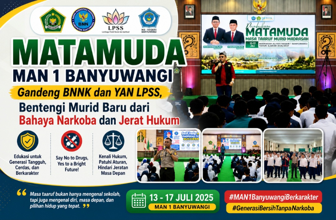 MATAMUDA MAN 1 Banyuwangi Gandeng BNNK dan YAN LPSS, Bentengi Murid Baru dari Bahaya Narkoba dan Jerat Hukum