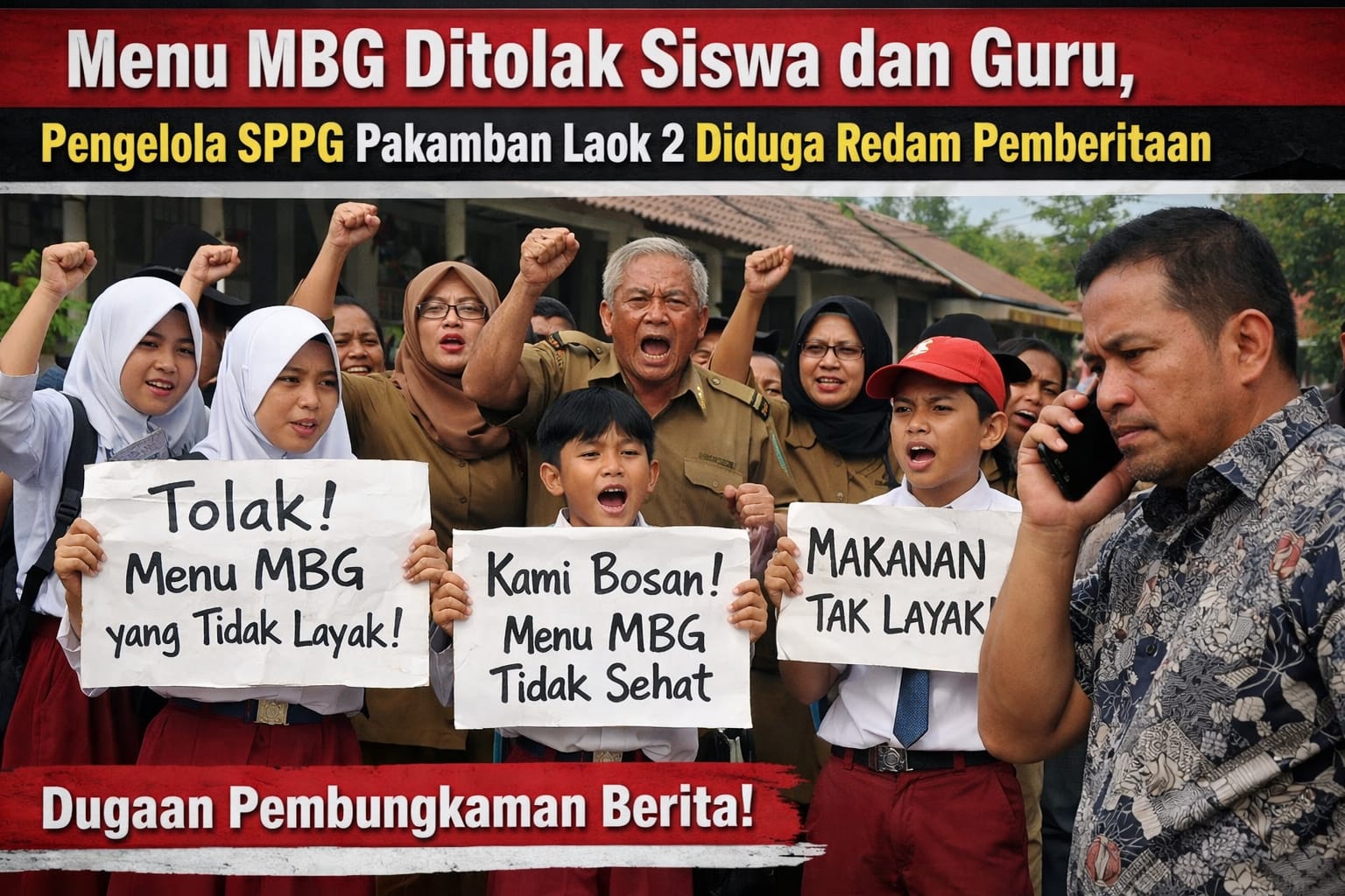 Menu MBG Ditolak Siswa dan Guru, Pengelola SPPG Pakamban Laok 2 Diduga Redam Pemberitaan