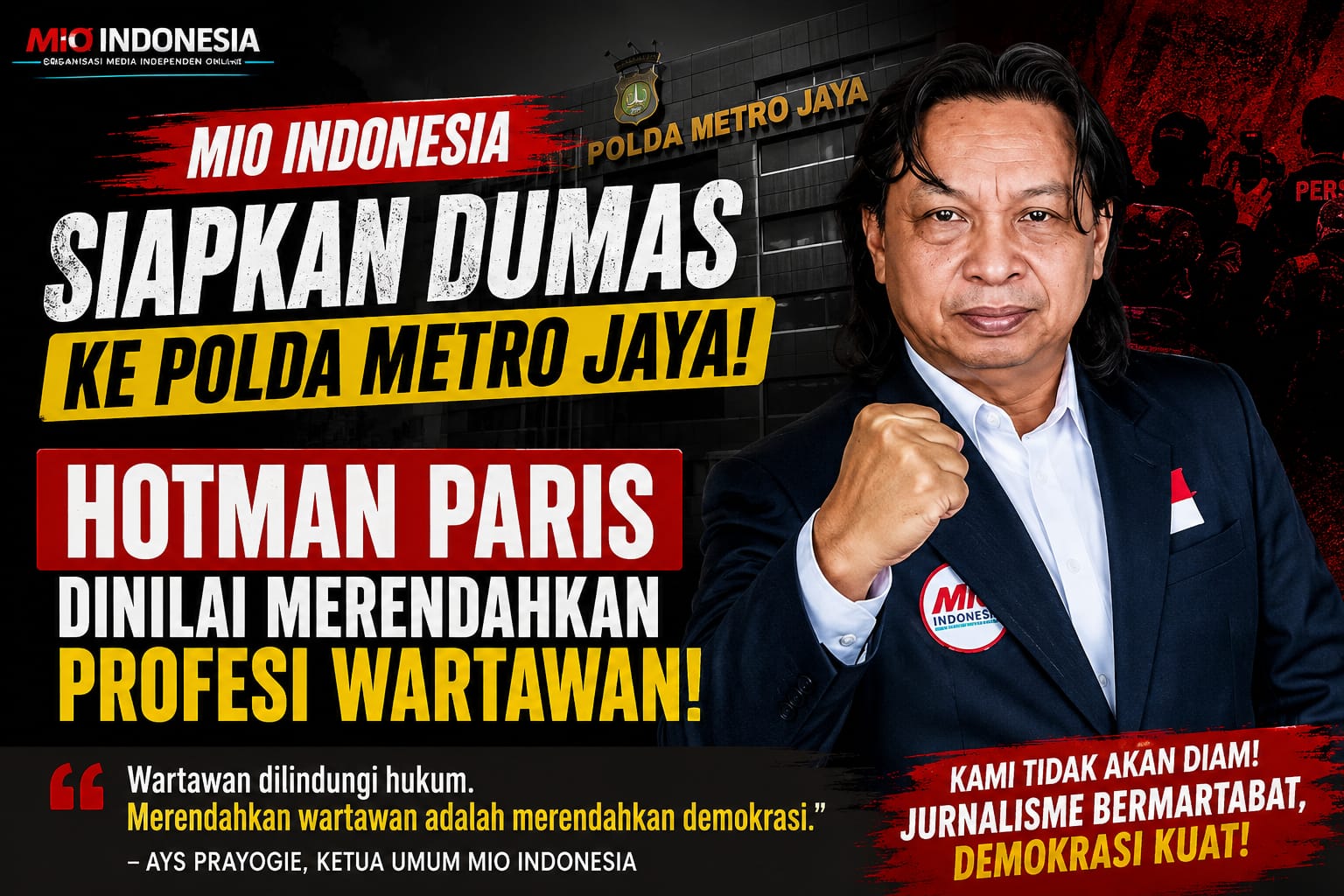 MIO Indonesia Siapkan Dumas ke Polda Metro Jaya: Hotman Paris Dinilai Merendahkan Profesi Wartawan