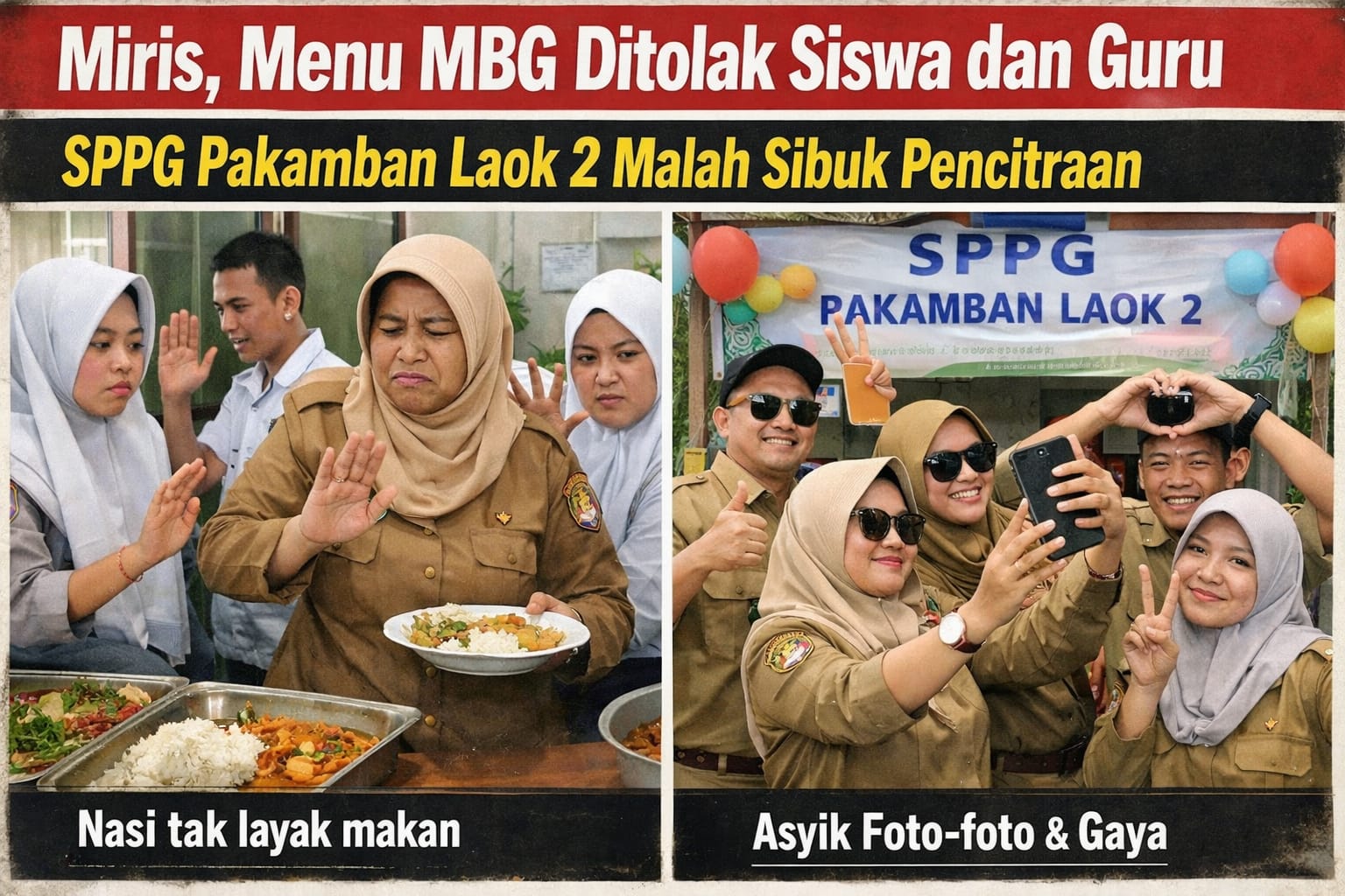 Miris, Menu MBG Ditolak Siswa dan Guru, SPPG Pakamban Laok 2 Malah Sibuk Pencitraan