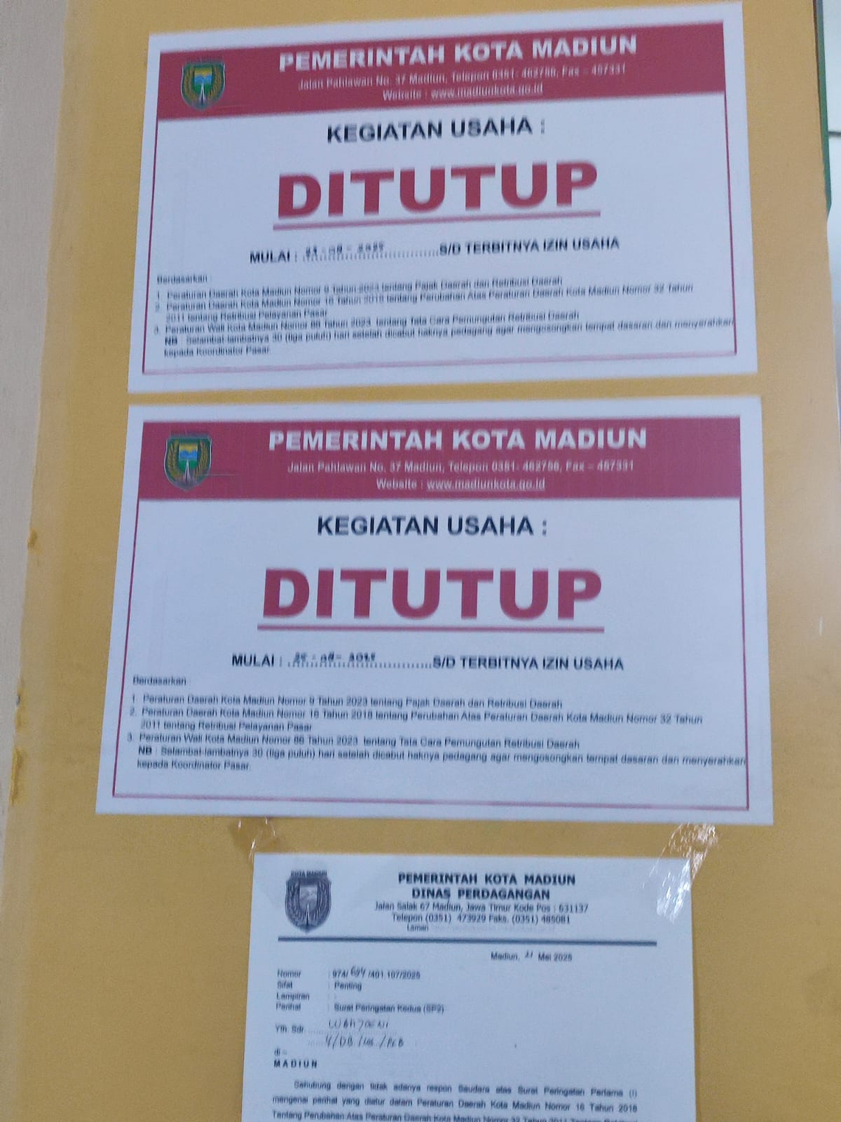 Ombudsman RI Jadwalkan Pemeriksaan Pemkot Madiun, Terkait Penyegelan Kios dan Pengalihan SIP Pedagang Pasar