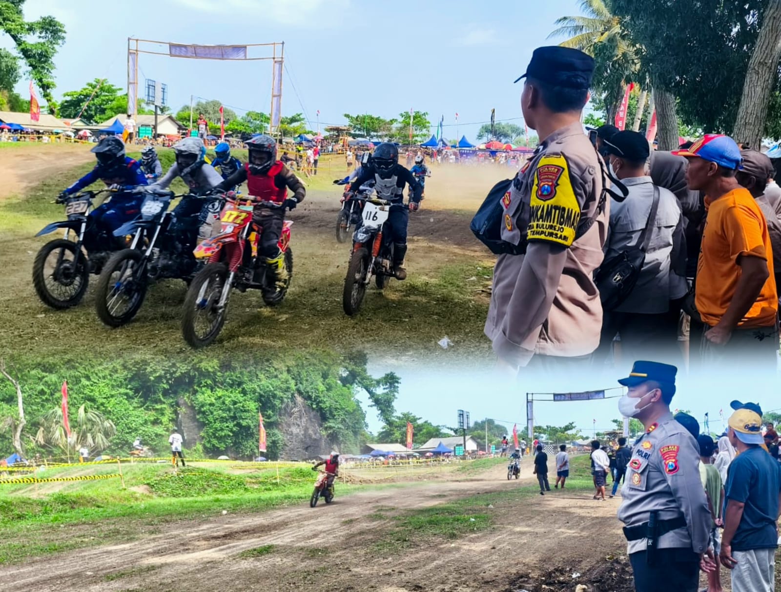 Pastikan Keamanan, Polsek Tempursari Hadiri Event Grasstrack Bupati Cup Wisata Watu Godek