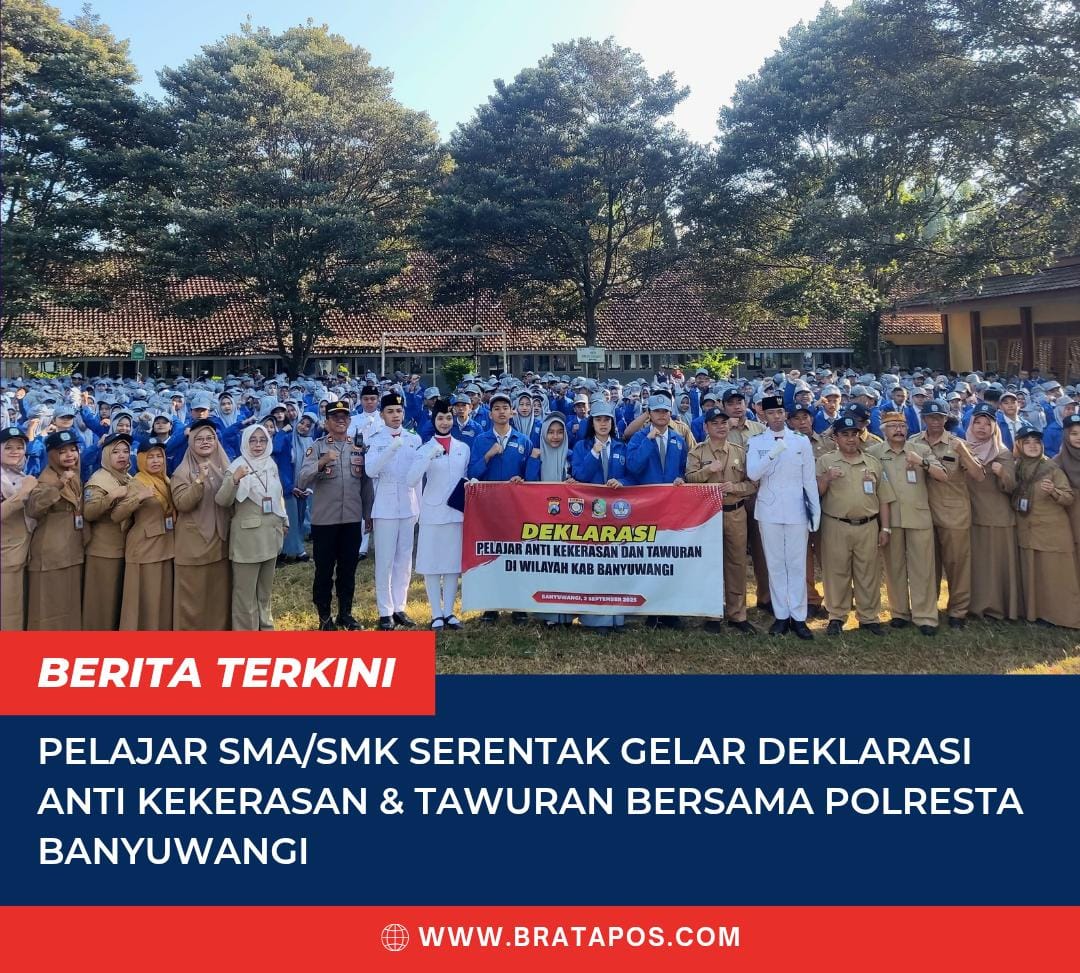 Pelajar SMA/SMK Serentak Gelar Deklarasi Anti Kekerasan & Tawuran Bersama Polresta Banyuwangi