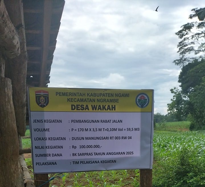 Pemerintah Desa Wakah Realisasikan Dana BK Sarpras Untuk Pembangunan Jalan Rabat