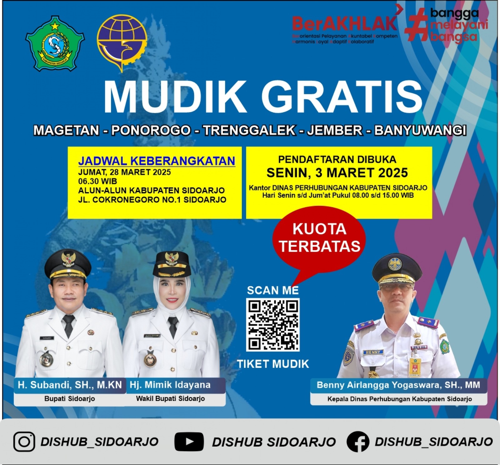 Pemkab Sidoarjo Buka Pendaftaran Mudik Gratis