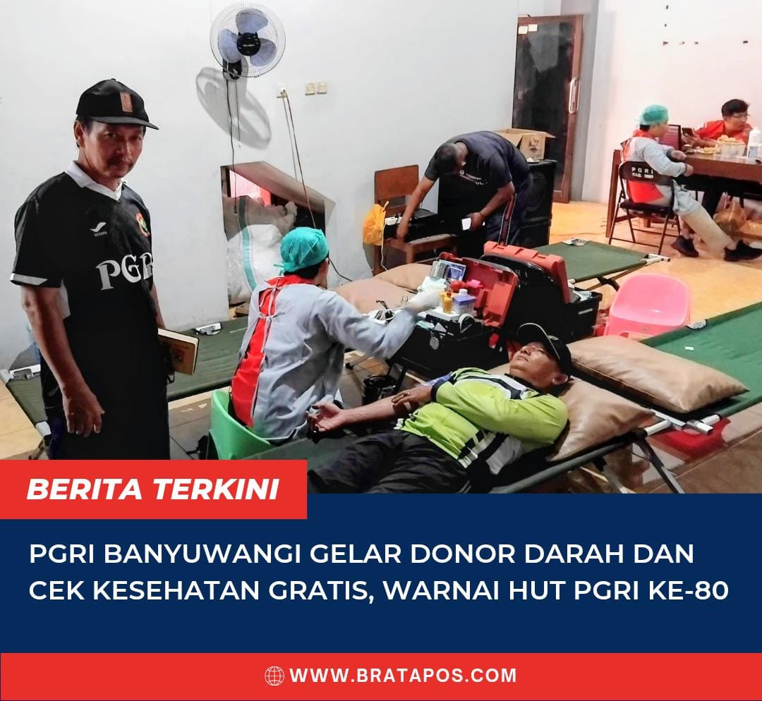 PGRI Banyuwangi Gelar Donor Darah dan Cek Kesehatan Gratis, Warnai HUT PGRI ke-80
