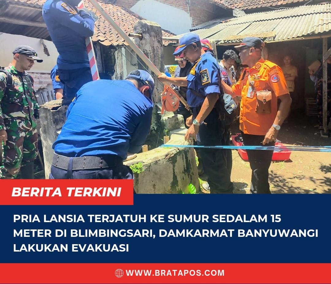 Pria Lansia Terjatuh ke Sumur Sedalam 15 Meter di Blimbingsari, Damkarmat Banyuwangi Lakukan Evakuasi