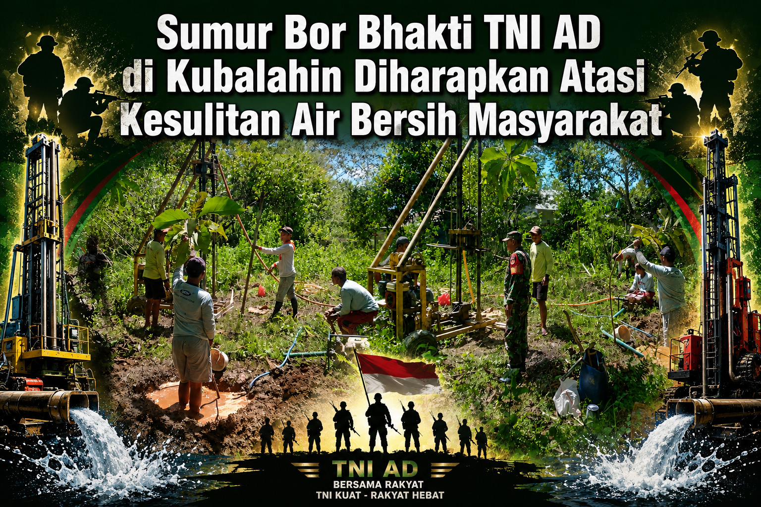 Program Bhakti TNI AD  Sumur Bor Di Desa Kubalahing Masuk Tahap Driling