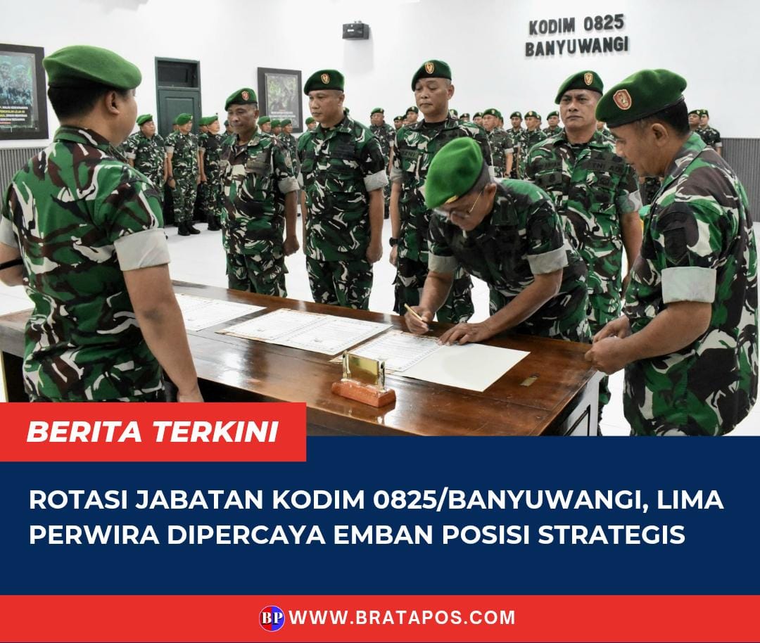 Rotasi Jabatan Kodim 0825/Banyuwangi, Lima Perwira Dipercaya Emban Posisi Strategis