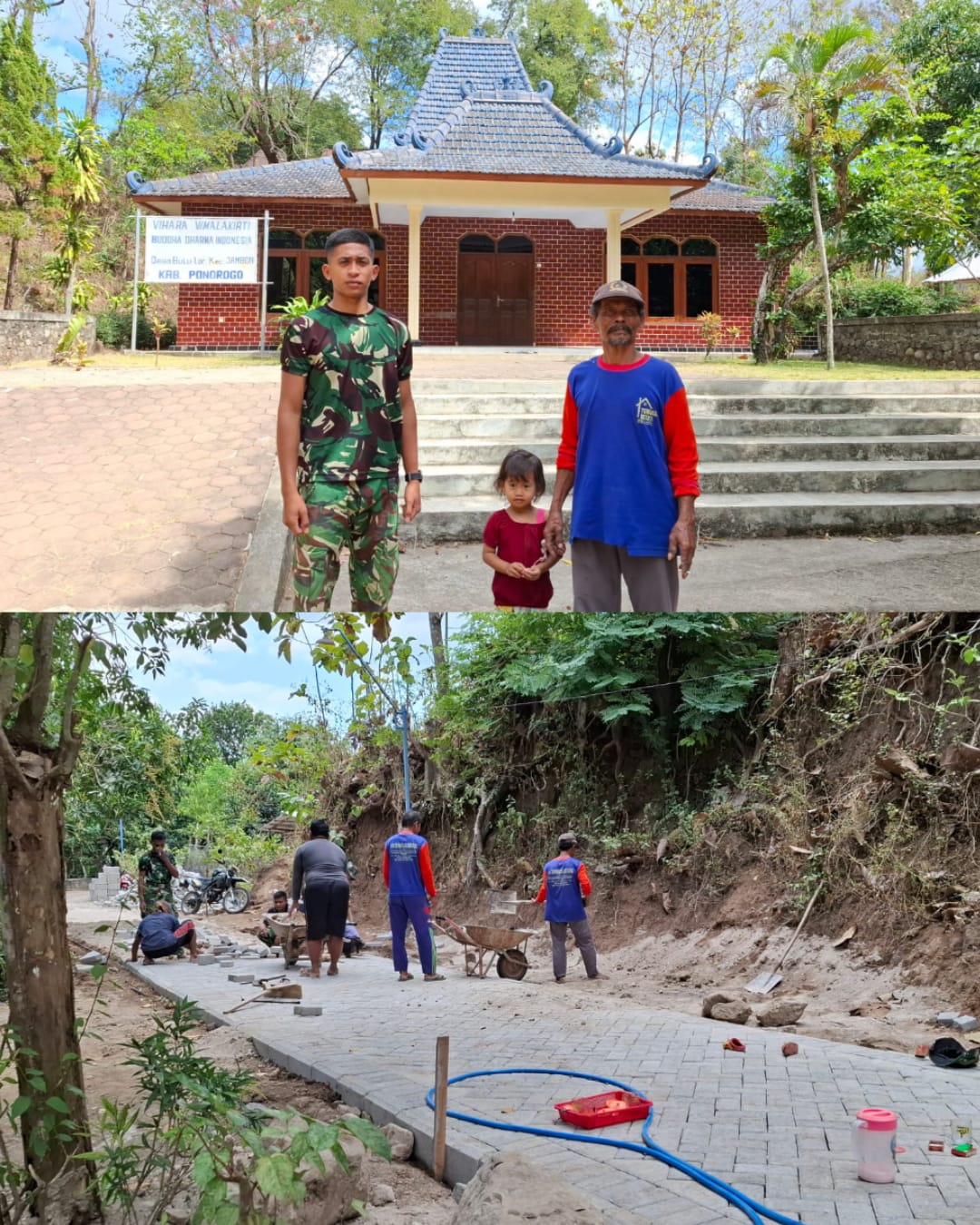 Sasaran Fisik TMMD Ke-129 Kodim 0802/Ponorogo Sentuh Jalan Depan Vihara Vimalakirti