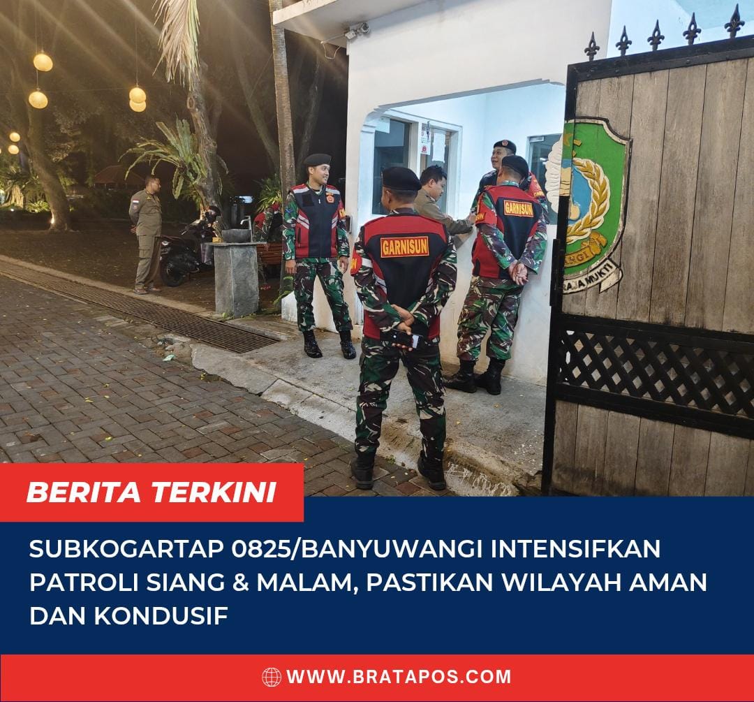 Subkogartap 0825/Banyuwangi Intensifkan Patroli Siang & Malam, Pastikan Wilayah Aman dan Kondusif