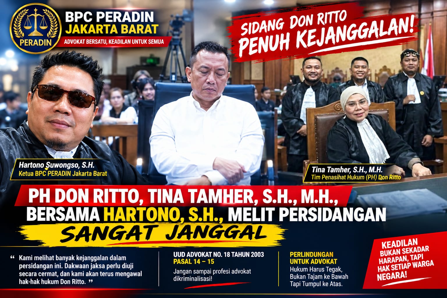 Terkait Persidangan Febrie Adriansyah Tim PH Don Ritto Soroti Bahkan Dinilai Janggal Dari 22 Persoalan Dakwaan
