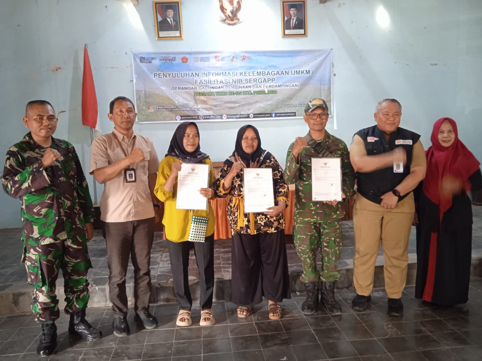 TMMD Ke-129 Kodim 0802/Ponorogo Gelar Penyuluhan Informasi Kelembagaan UMKM/Fasilitas NIB SERGAPP