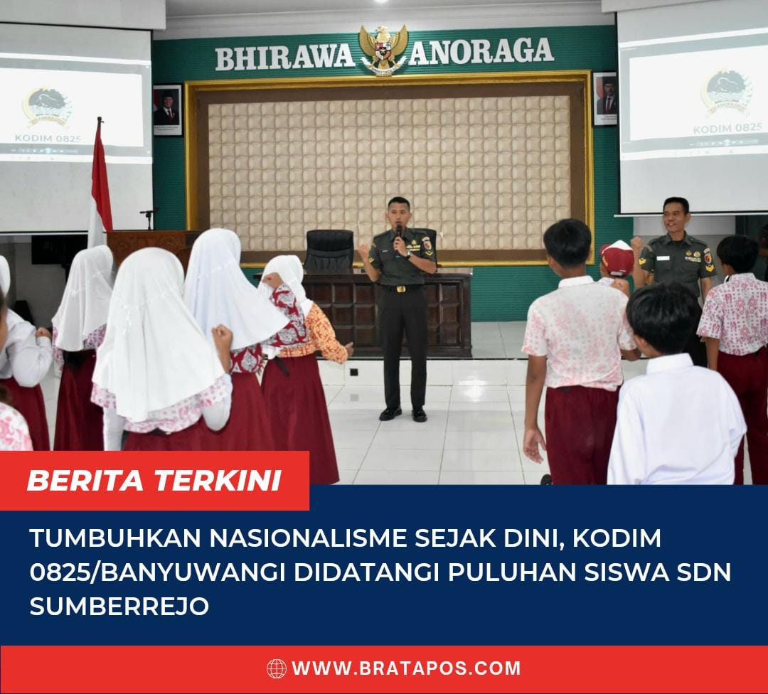 Tumbuhkan Nasionalisme Sejak Dini, Kodim 0825/Banyuwangi Didatangi Puluhan Siswa SDN Sumberrejo