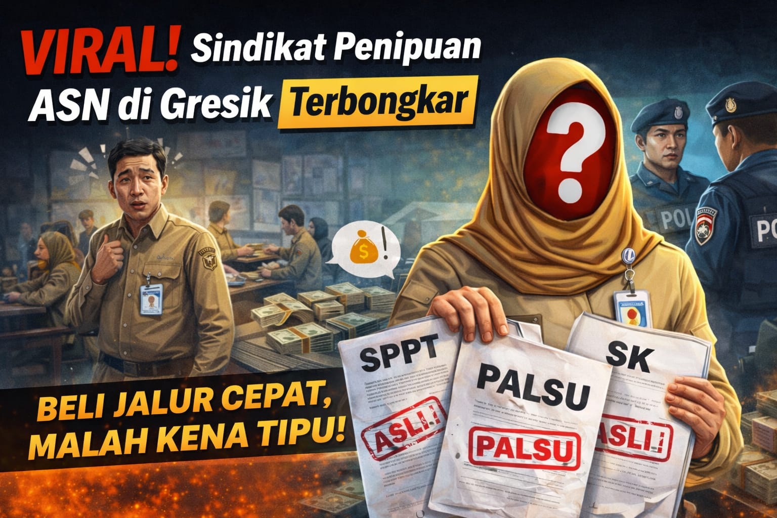 Viral! Bawa SK ASN Palsu dan Nyaris Ngantor, Terbongkar Sindikat Penipuan di Gresik